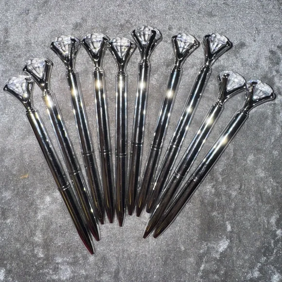 10 Silver Diamond Top Pens - Picture 1 of 4